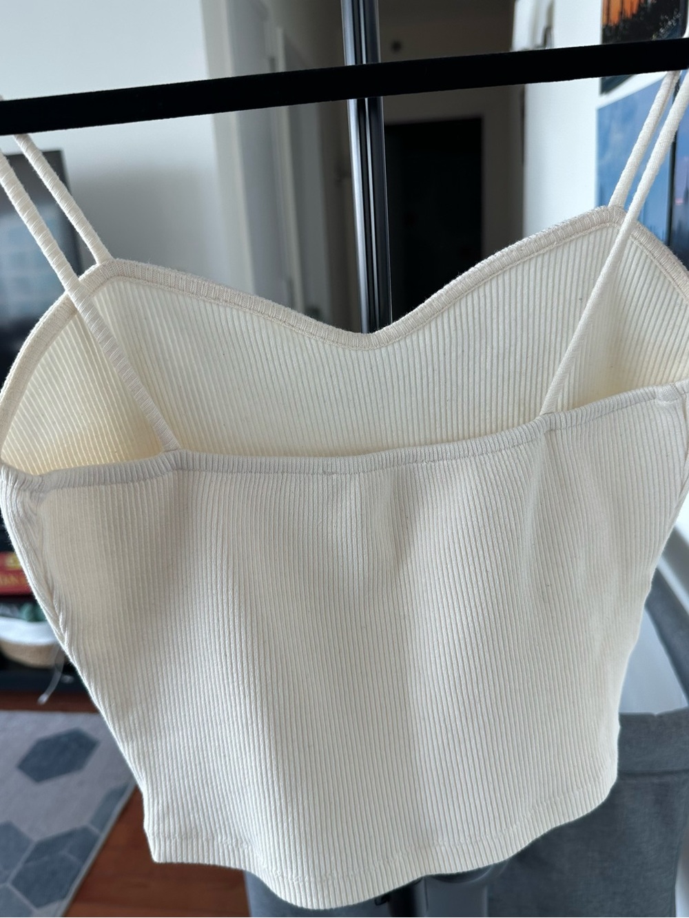Mango Cream Ribbed Spaghetti-Strap Cami - Picture 2 of 3
